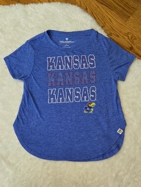 Colosseum KU Short Sleeve Shirt, Girls Size Large